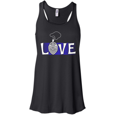 Love Police Thin Blue Line-T-Shirt & Hoodie-Women's Flowy Racerback Tank-Black