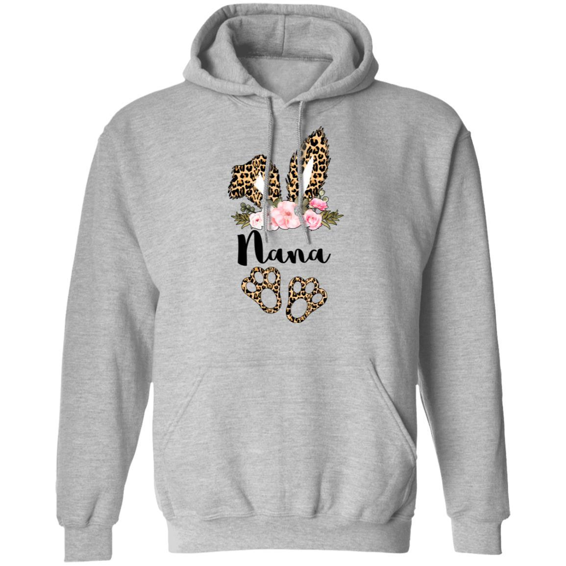 Flower Leopard Bunny Nana Easter Day Women Gifts-T-Shirt & Hoodie-Pullover Hoodie-Sport Grey