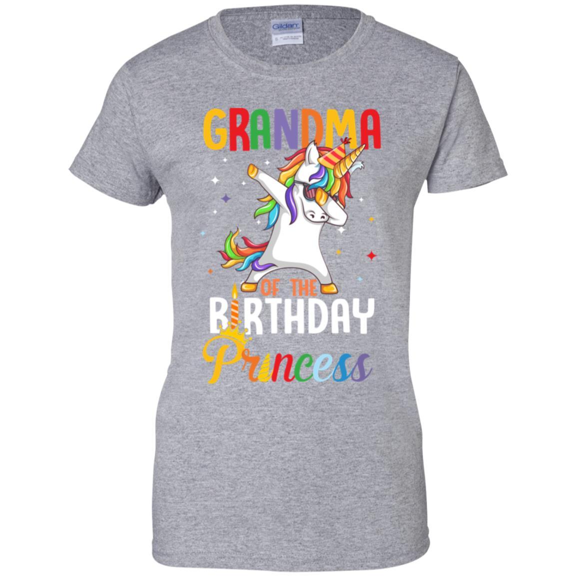 Grandma Of The Birthday Girl Dabbing Unicorn Party-T-Shirt & Hoodie-Women's T-Shirt-Sport Grey