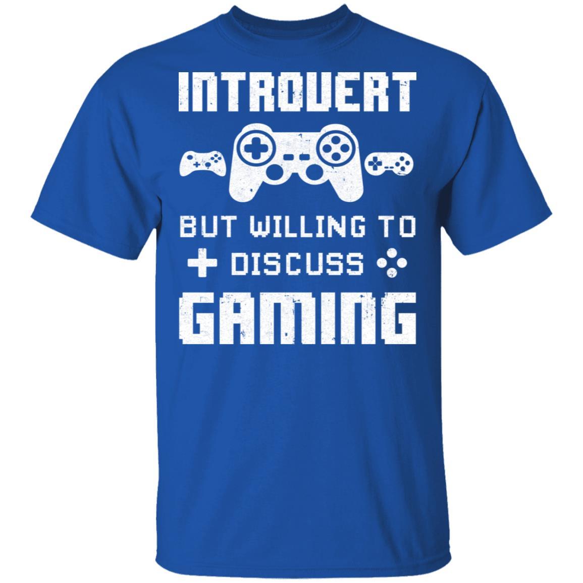 Introvert But Willing To Discuss Gaming Funny Video Game-T-Shirt & Hoodie-Classic T-Shirt-Royal