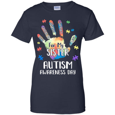 Support Autism Awareness For My Sister Puzzle Gift-T-Shirt & Hoodie-Women's T-Shirt-Navy