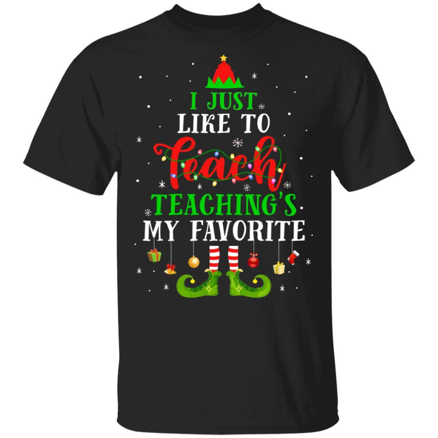 I Just Like to Teach My Favorite Cite Teacher Elf Christmas-T-Shirt & Sweatshirt-Classic T-Shirt-Black