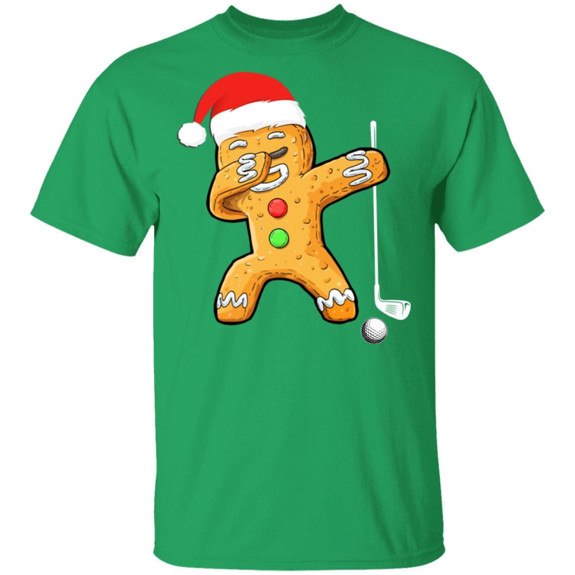 Dabbing Gingerbread Santa Golf Christmas Pajama Gifts-T-Shirt & Sweatshirt-Classic T-Shirt-Irish Green