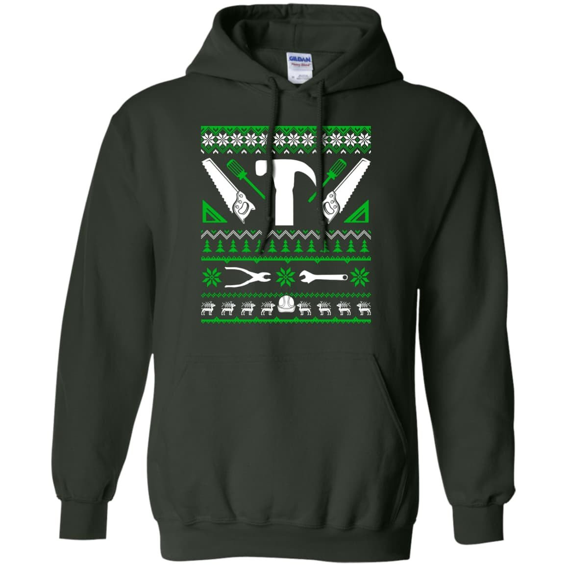 Carpenter Christmas Sweater-T-Shirt & Hoodie-Pullover Hoodie-Forest Green