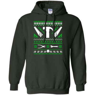 Carpenter Christmas Sweater-T-Shirt & Hoodie-Pullover Hoodie-Forest Green