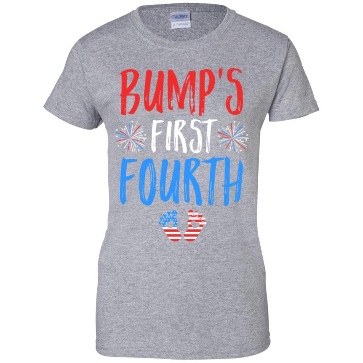 4th Of July Pregnancy Announcement Bump's First Fourth-T-Shirt & Tank Top-Women's T-Shirt-Sport Grey
