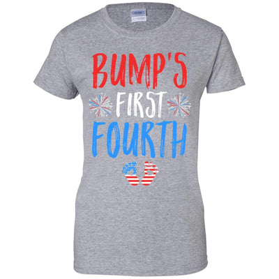 4th Of July Pregnancy Announcement Bump's First Fourth-T-Shirt & Tank Top-Women's T-Shirt-Sport Grey