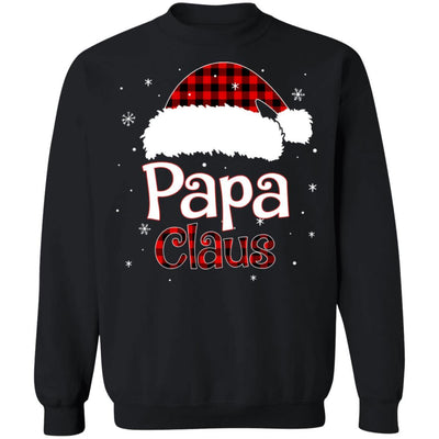 Santa Papa Claus Red Plaid Family Pajamas Christmas Gift-T-Shirt & Sweatshirt-Crewneck Sweatshirt-Black