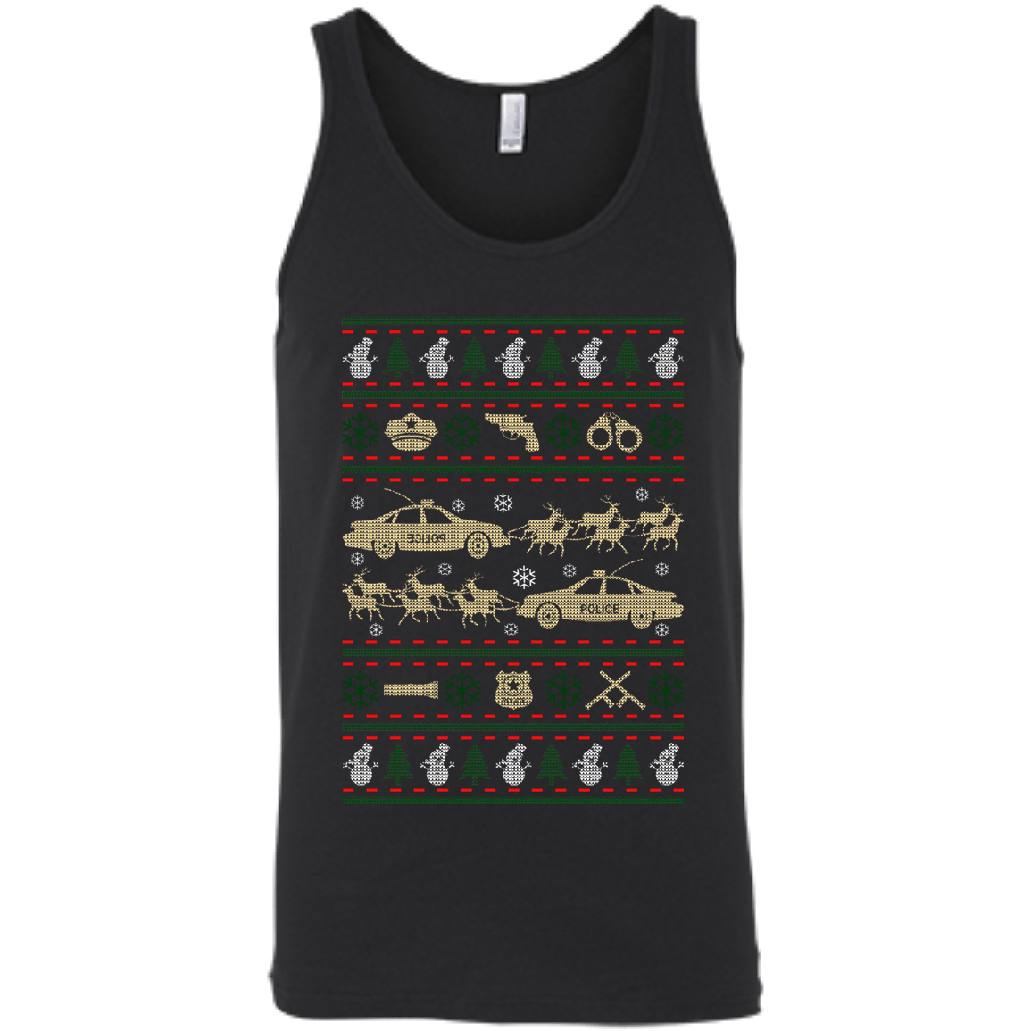 Police Christmas Ugly Sweater-T-Shirt & Hoodie-Unisex Tank-Black