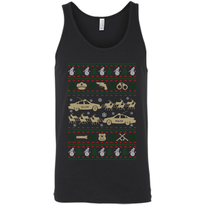 Police Christmas Ugly Sweater-T-Shirt & Hoodie-Unisex Tank-Black