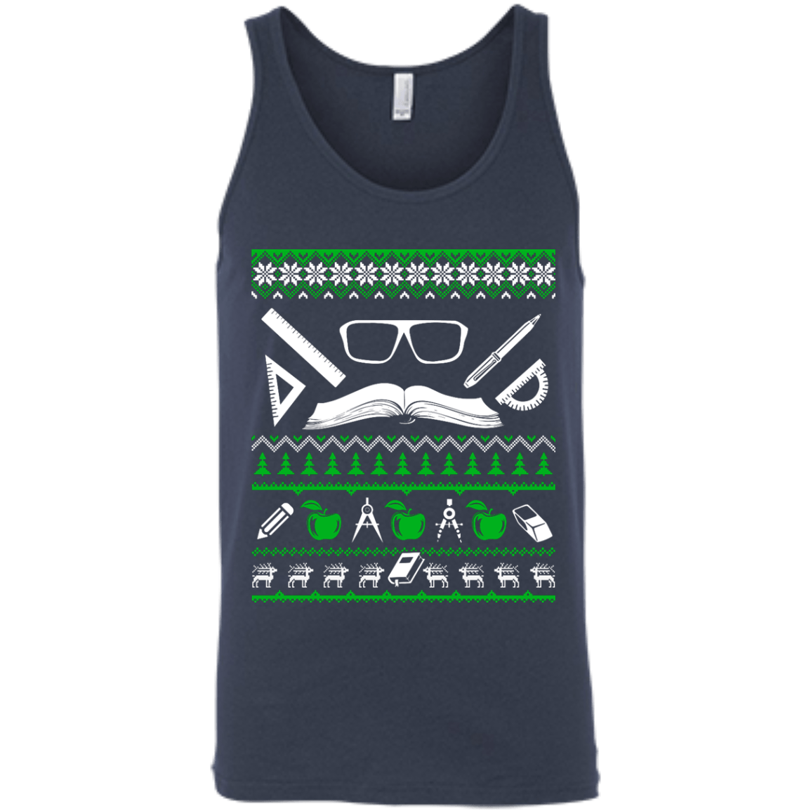 Teacher Christmas Sweater-T-Shirt & Hoodie-Unisex Tank-Navy