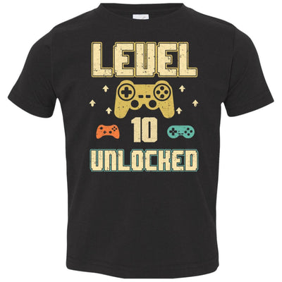 Level 10 Unlocked Video Gamer 10th Birthday Gift Youth-Youth Shirt-Toddler T-Shirt-Black