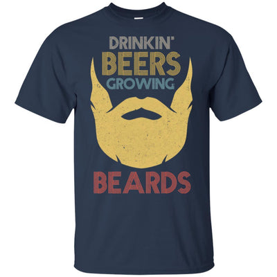 Vintage Funny Drinking Beers Growing Beards-T-Shirt & Hoodie-Classic T-Shirt-Navy