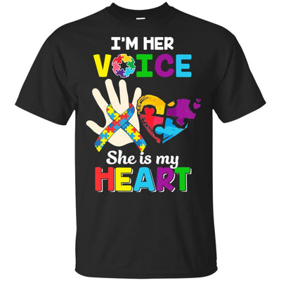 I'm Her Voice She Is My Heart Dad Mom Autism Awareness-T-Shirt & Hoodie-Classic T-Shirt-Black