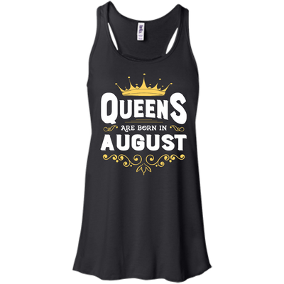 Queens Are Born In August-T-Shirt & Hoodie-Women's Flowy Racerback Tank-Black