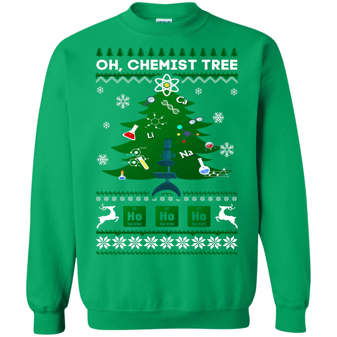 Oh Chemistry Tree Science Christmas Ugly Sweater Gift-T-Shirt & Hoodie-Crewneck Sweatshirt-Irish Green