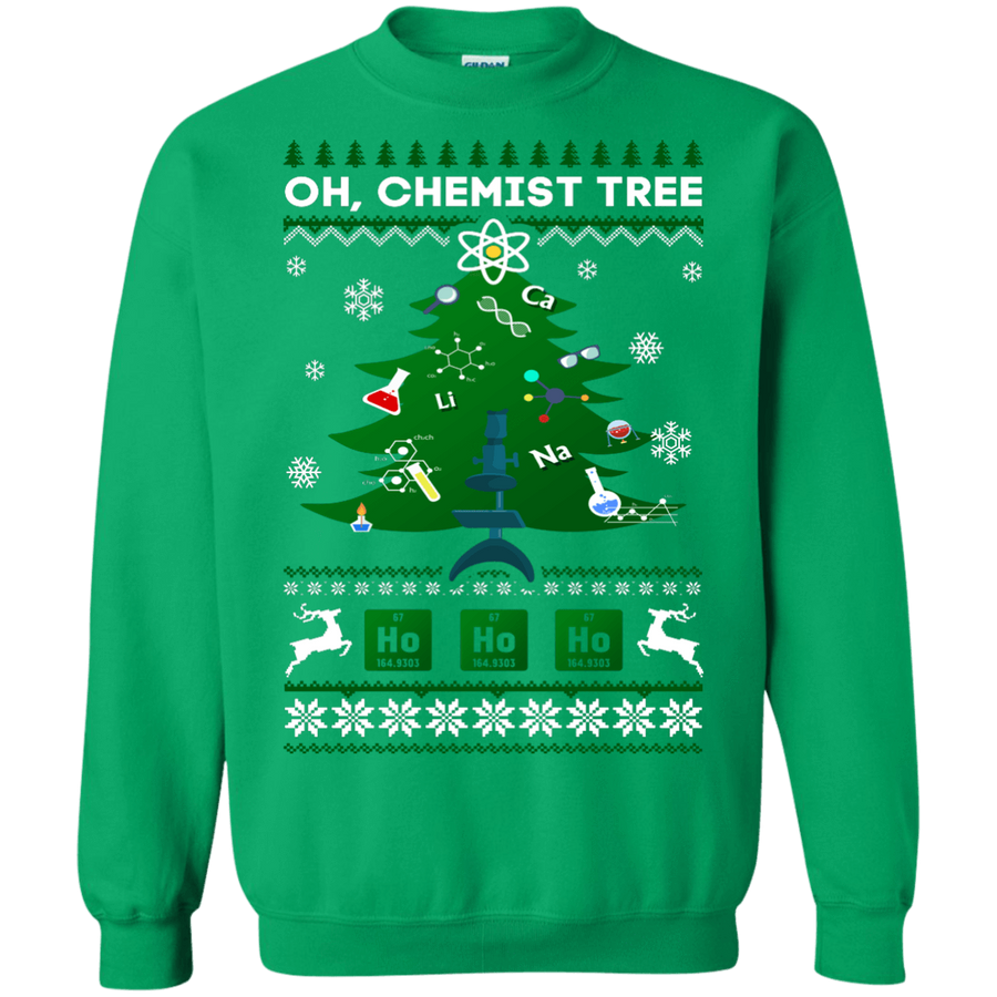 Oh Chemistry Tree Science Christmas Ugly Sweater Gift-T-Shirt & Hoodie-Crewneck Sweatshirt-Irish Green