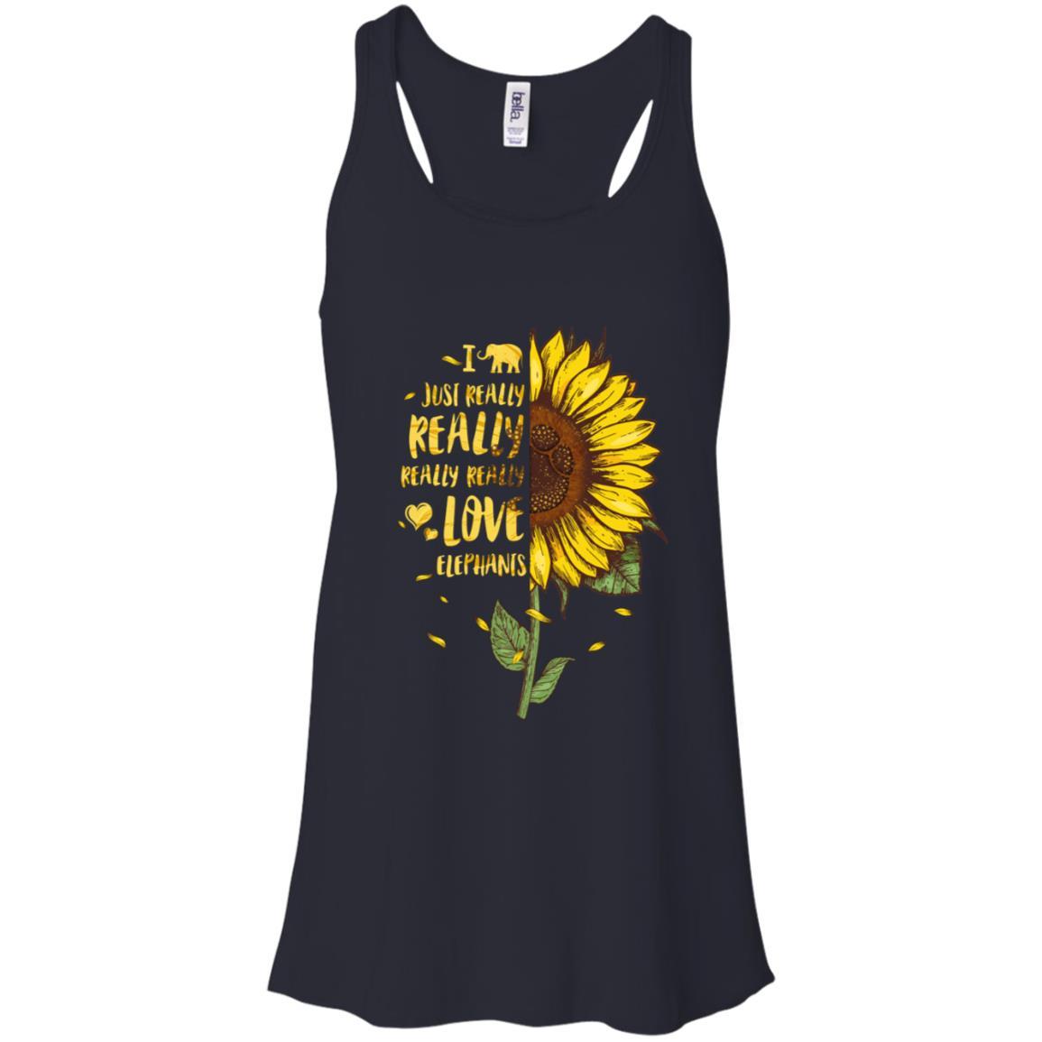 I Just Really Really Love Elephants Sunflower-T-Shirt & Tank Top-Women's Flowy Racerback Tank-Midnight