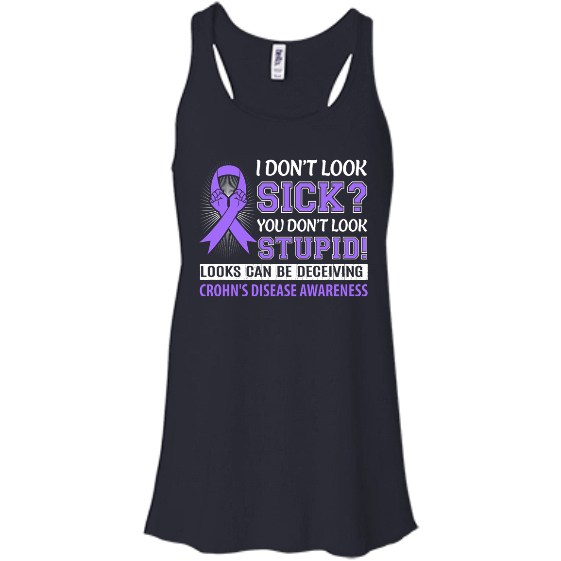 I Don't Look Sick Crohn's Awareness-T-Shirt & Hoodie-Women's Flowy Racerback Tank-Midnight