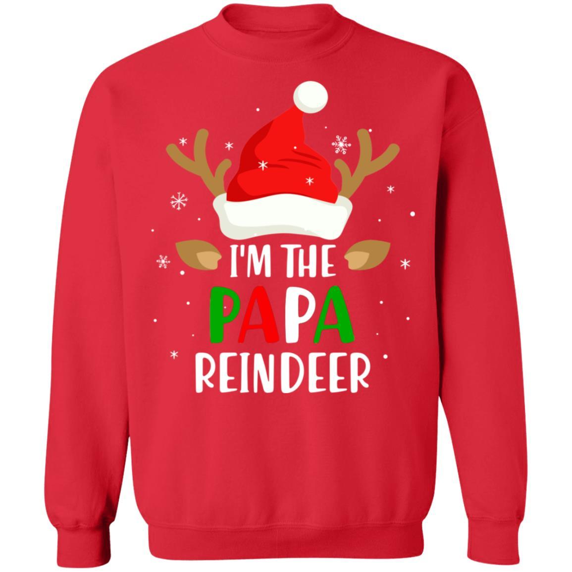 I'm The Papa Reindeer Matching Family Christmas-T-Shirt & Sweatshirt-Crewneck Sweatshirt-Red