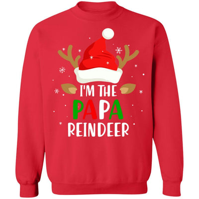 I'm The Papa Reindeer Matching Family Christmas-T-Shirt & Sweatshirt-Crewneck Sweatshirt-Red