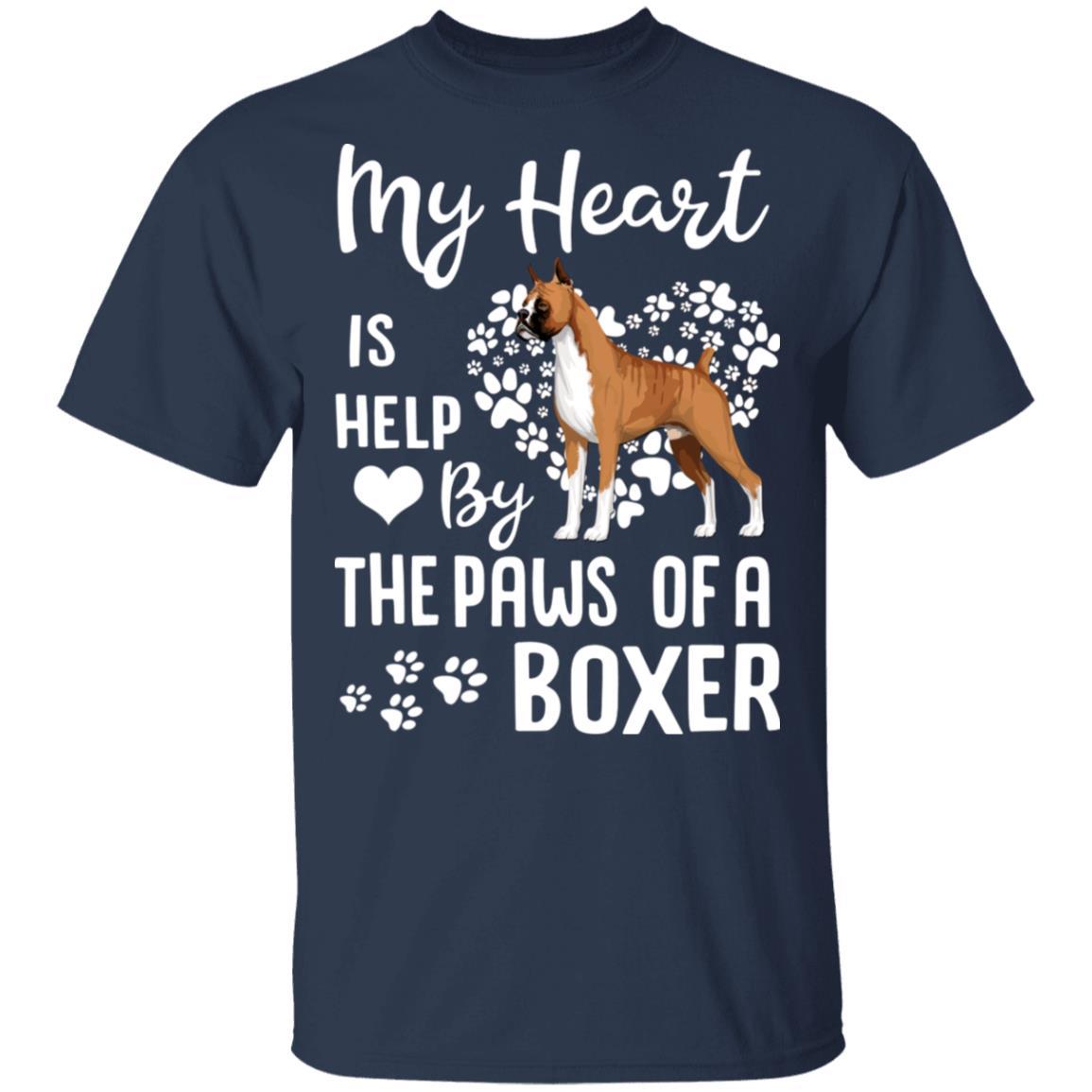 My Heart Is Held By The Paws Of A Boxer Lover-T-Shirt & Hoodie-Classic T-Shirt-Navy