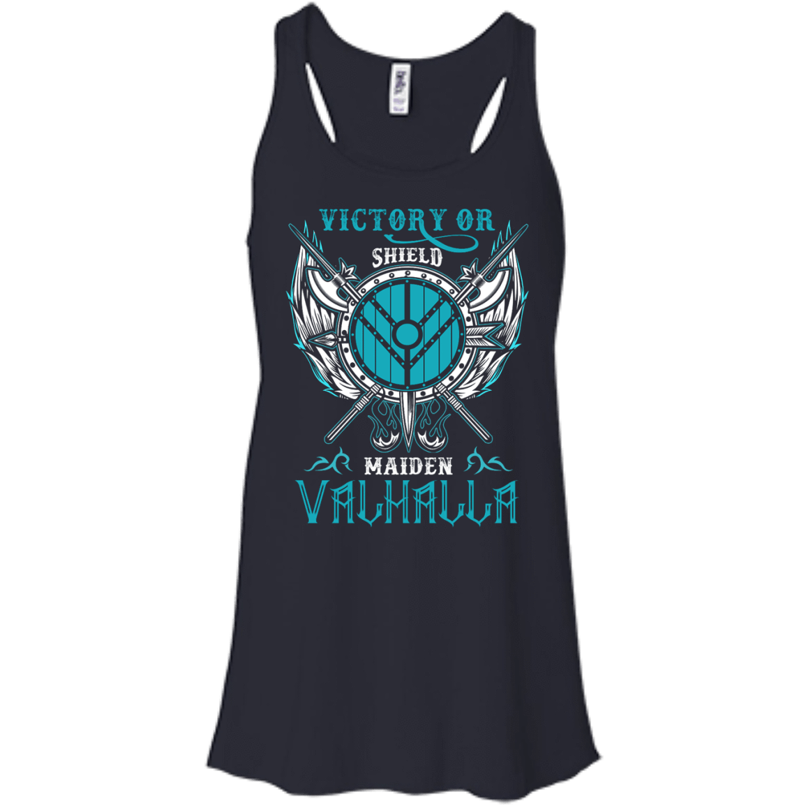 Shieldmaiden Victory Or Valhalla-T-Shirt & Hoodie-Women's Flowy Racerback Tank-Midnight