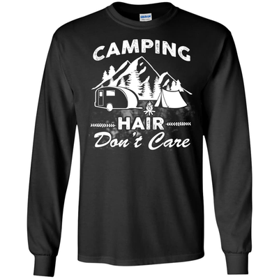 Camping Hair Don't Care-T-Shirt & Hoodie-Long Sleeve T-Shirt-Black