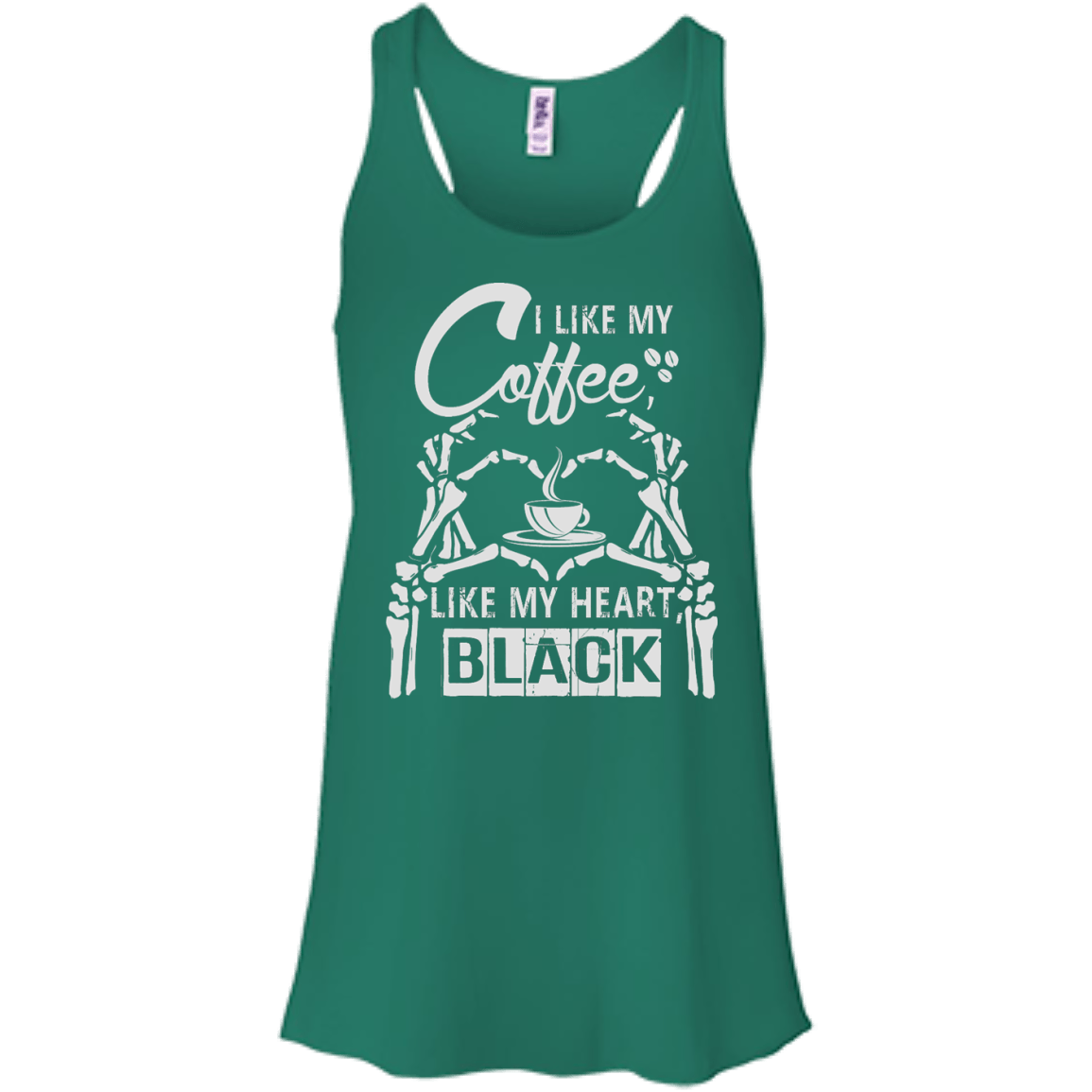 I Like My Coffee Like My Heart Black-T-Shirt & Hoodie-Women's Flowy Racerback Tank-Kelly