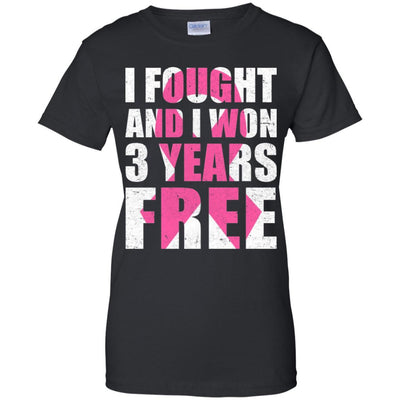 I Fought An I Won 3 Years Free Fight Support Breast Cancer-T-Shirt & Hoodie-Women's T-Shirt-Black