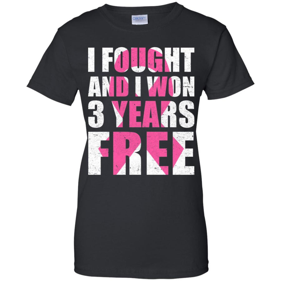 I Fought An I Won 3 Years Free Fight Support Breast Cancer-T-Shirt & Hoodie-Women's T-Shirt-Black