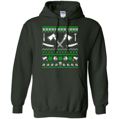 Lumberjack Christmas Sweater-T-Shirt & Hoodie-Pullover Hoodie-Forest Green