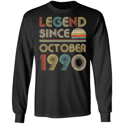 Legend Since October 1990 Vintage 31th Birthday Gifts-T-Shirt & Hoodie-Long Sleeve T-Shirt-Black