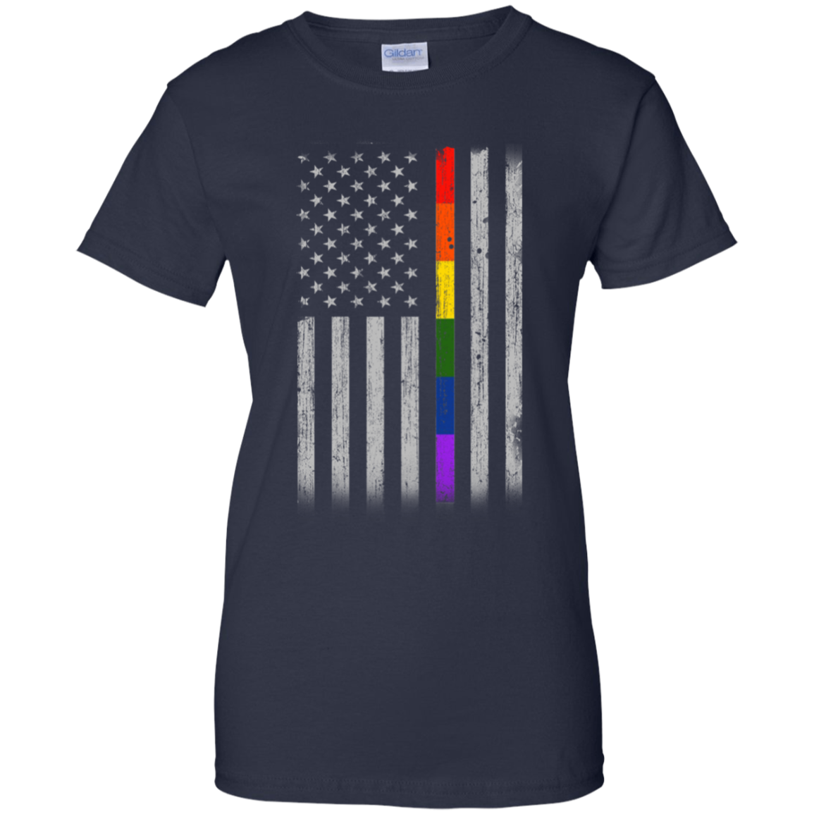 Rainbow Lesbian Gay Pride LGBT America Flag-T-Shirt & Hoodie-Women's T-Shirt-Navy