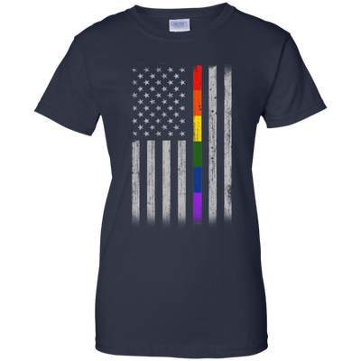 Rainbow Lesbian Gay Pride LGBT America Flag-T-Shirt & Hoodie-Women's T-Shirt-Navy