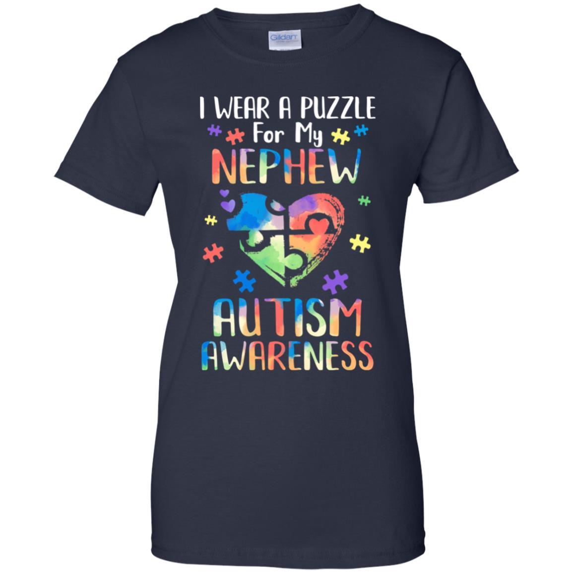 I Wear A Puzzle For My Nephew Autism Awareness-T-Shirt & Hoodie-Women's T-Shirt-Navy