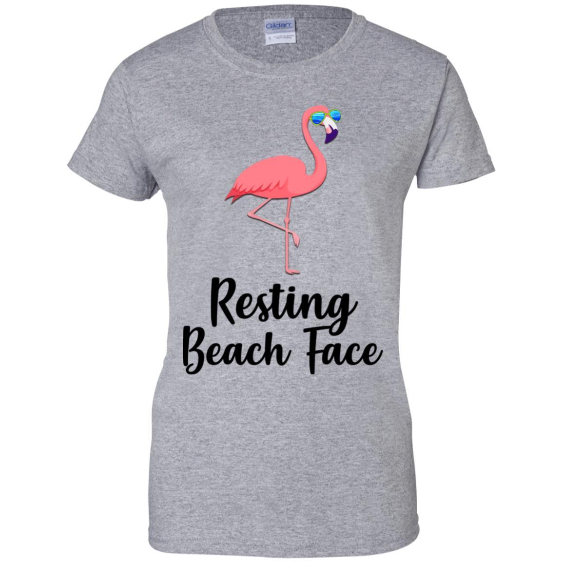 Resting Beach Face Flamingo Summer With Sunglasses-T-Shirt & Tank Top-Women's T-Shirt-Sport Grey