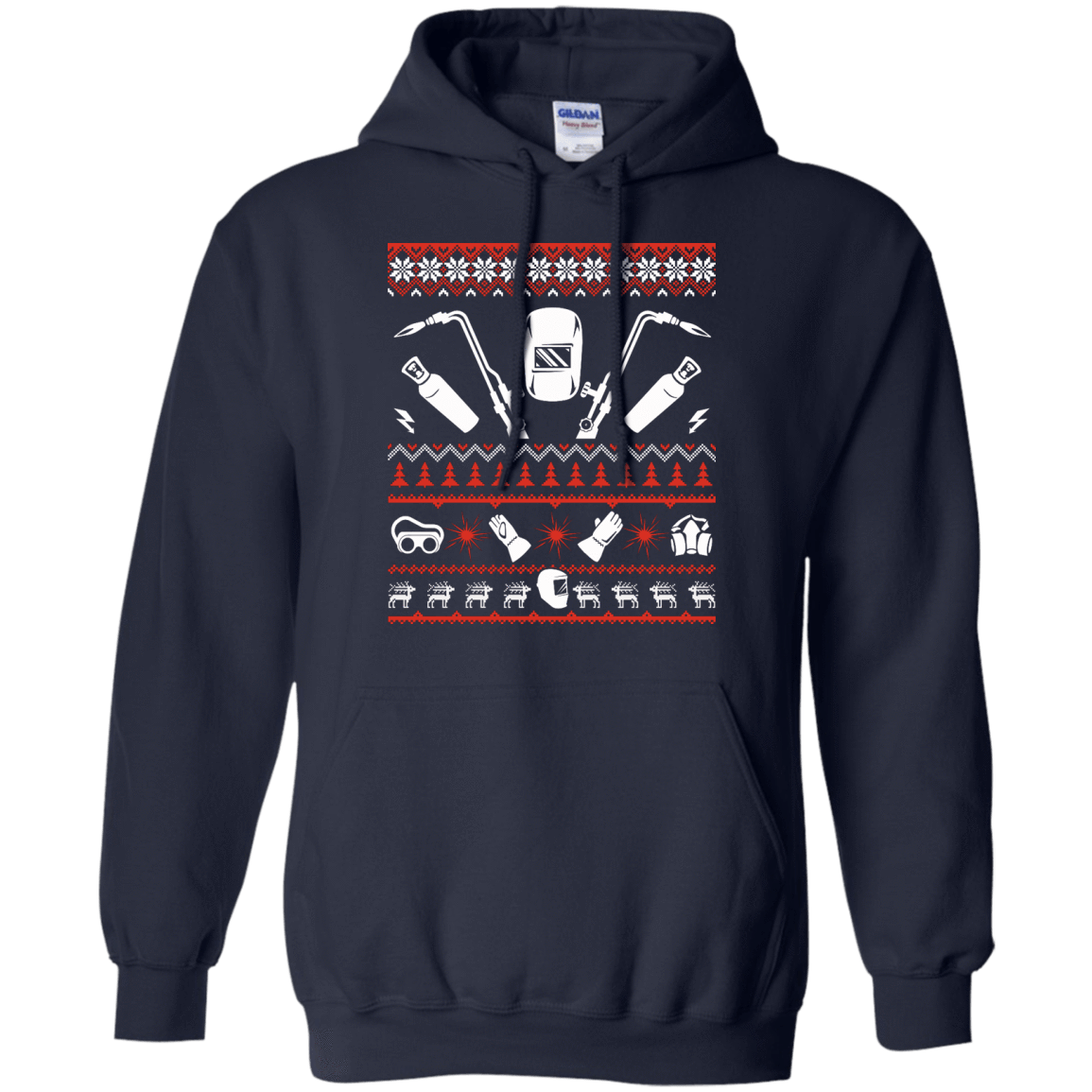 Welder Christmas Sweater-T-Shirt & Hoodie-Pullover Hoodie-Navy