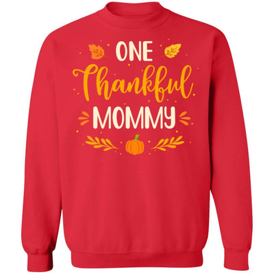 One Thankful Mommy Thanksgiving Day Family Matching Gift-T-Shirt & Sweatshirt-Crewneck Sweatshirt-Red