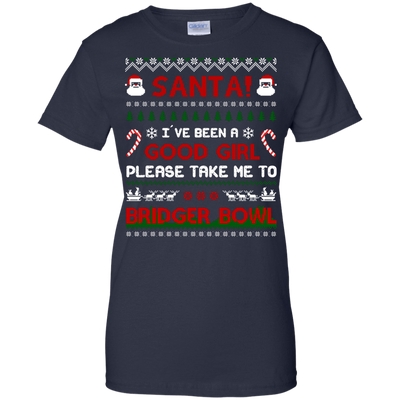 Santa I've Been A Good Girl Please Take Me To Bridger Bowl-T-Shirt & Hoodie-Women's T-Shirt-Navy