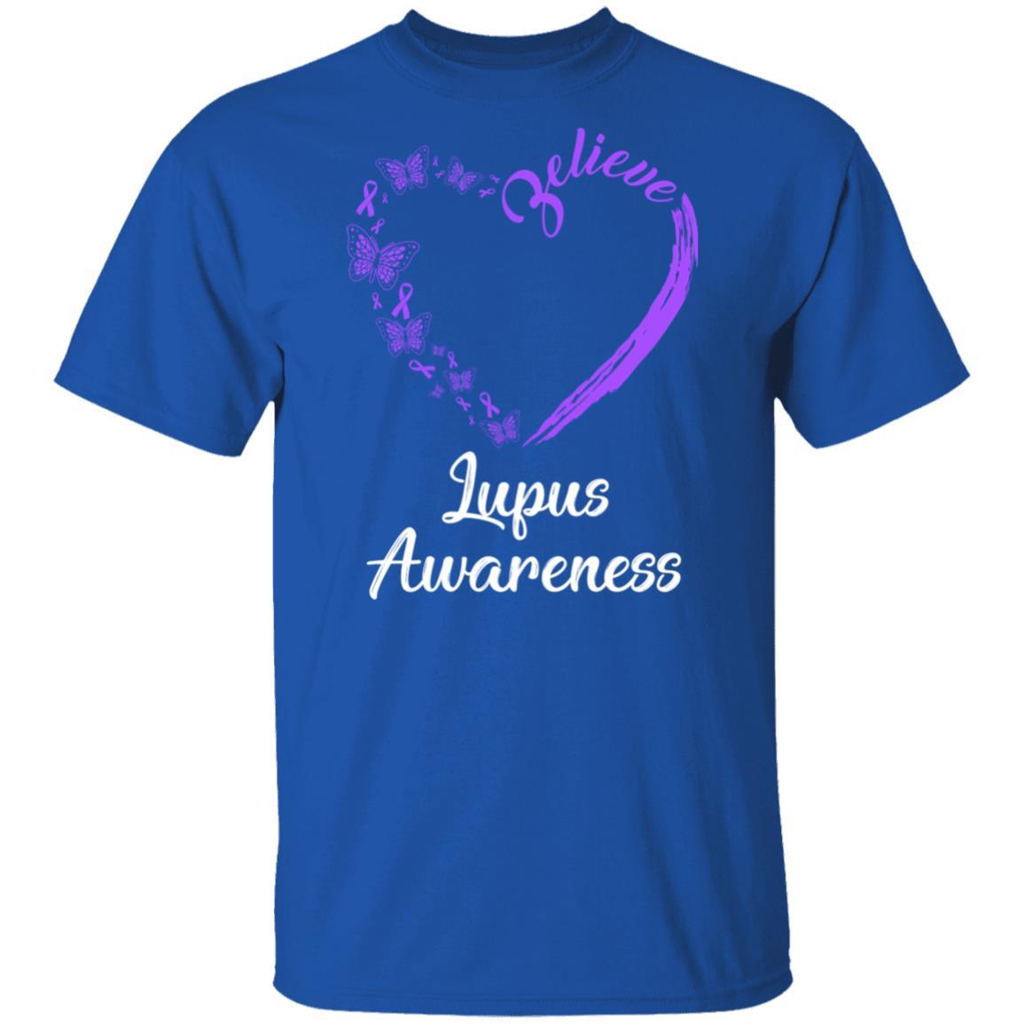 Butterfly Believe Lupus Awareness Ribbon Gifts-T-Shirt & Hoodie-Classic T-Shirt-Royal