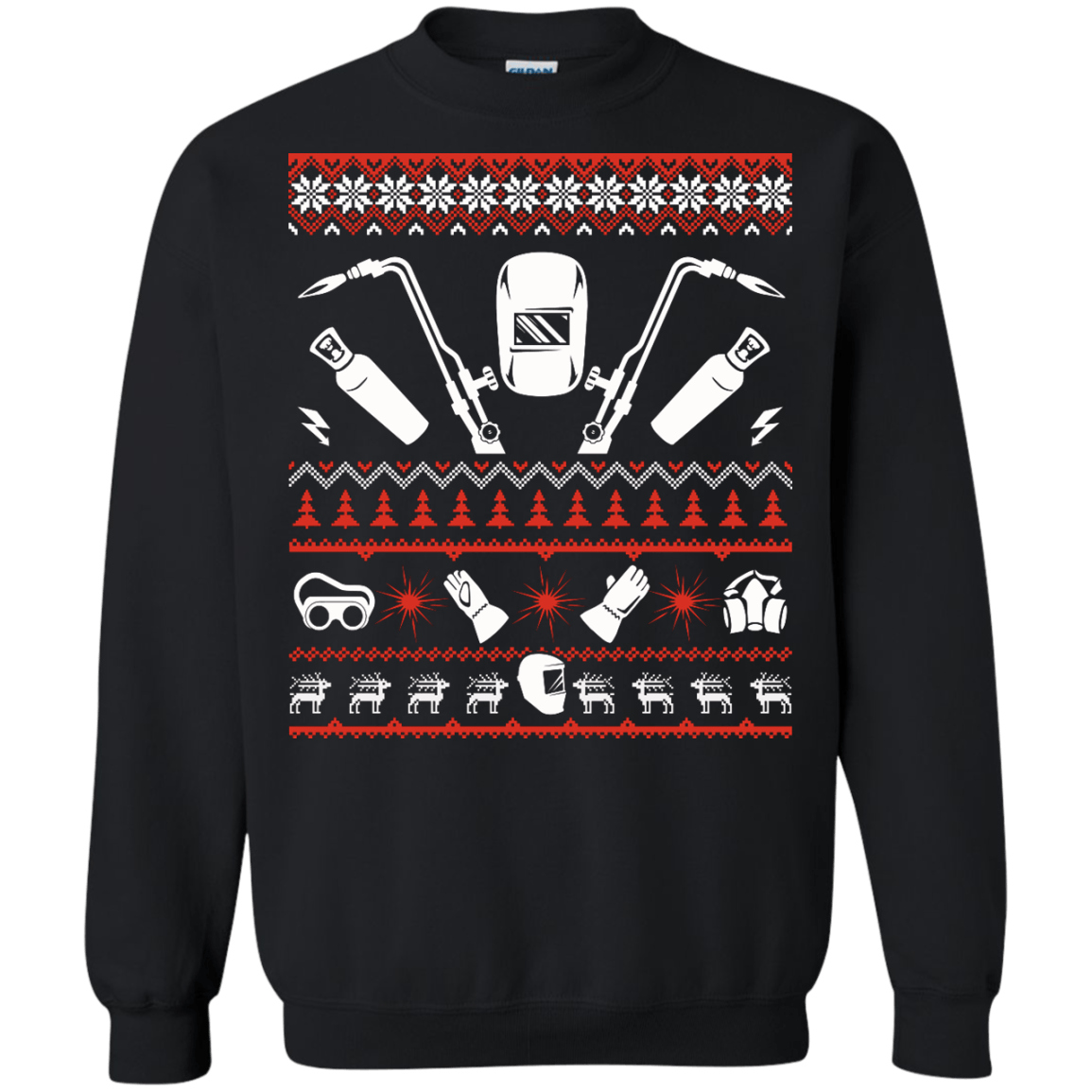 Welder Christmas Sweater-T-Shirt & Hoodie-Crewneck Sweatshirt-Black