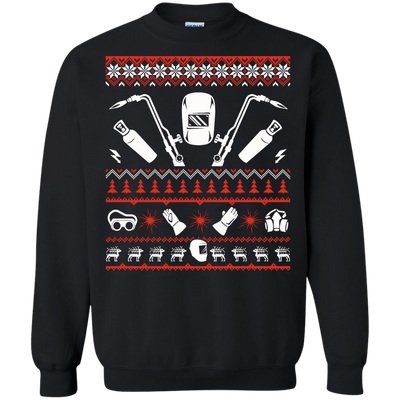 Welder Christmas Sweater-T-Shirt & Hoodie-Crewneck Sweatshirt-Black