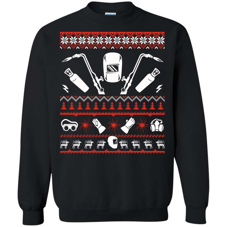 Welder Christmas Sweater-T-Shirt & Hoodie-Crewneck Sweatshirt-Black