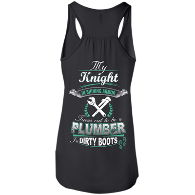 Turns out to be a PLUMBER In Dirty Boots-T-Shirt & Hoodie-Women's Flowy Racerback Tank-Black