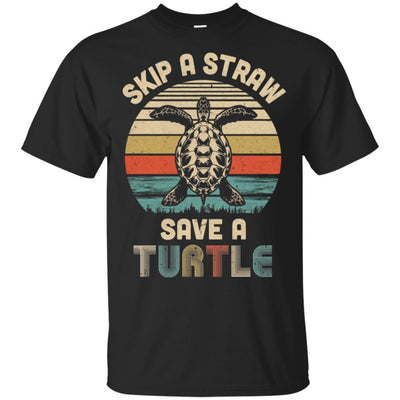 Retro Vintage Skip A Straw Save A Turtle Save Turtles-T-Shirt & Hoodie-Classic T-Shirt-Black