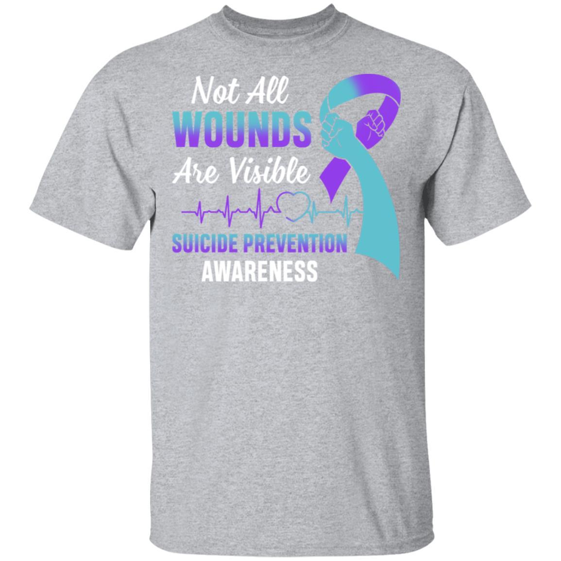 Suicide Prevention Awareness Not All Wounds Are Visible-T-Shirt & Hoodie-Classic T-Shirt-Sport Grey