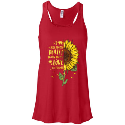 I Just Really Really Love Elephants Sunflower-T-Shirt & Tank Top-Women's Flowy Racerback Tank-Red