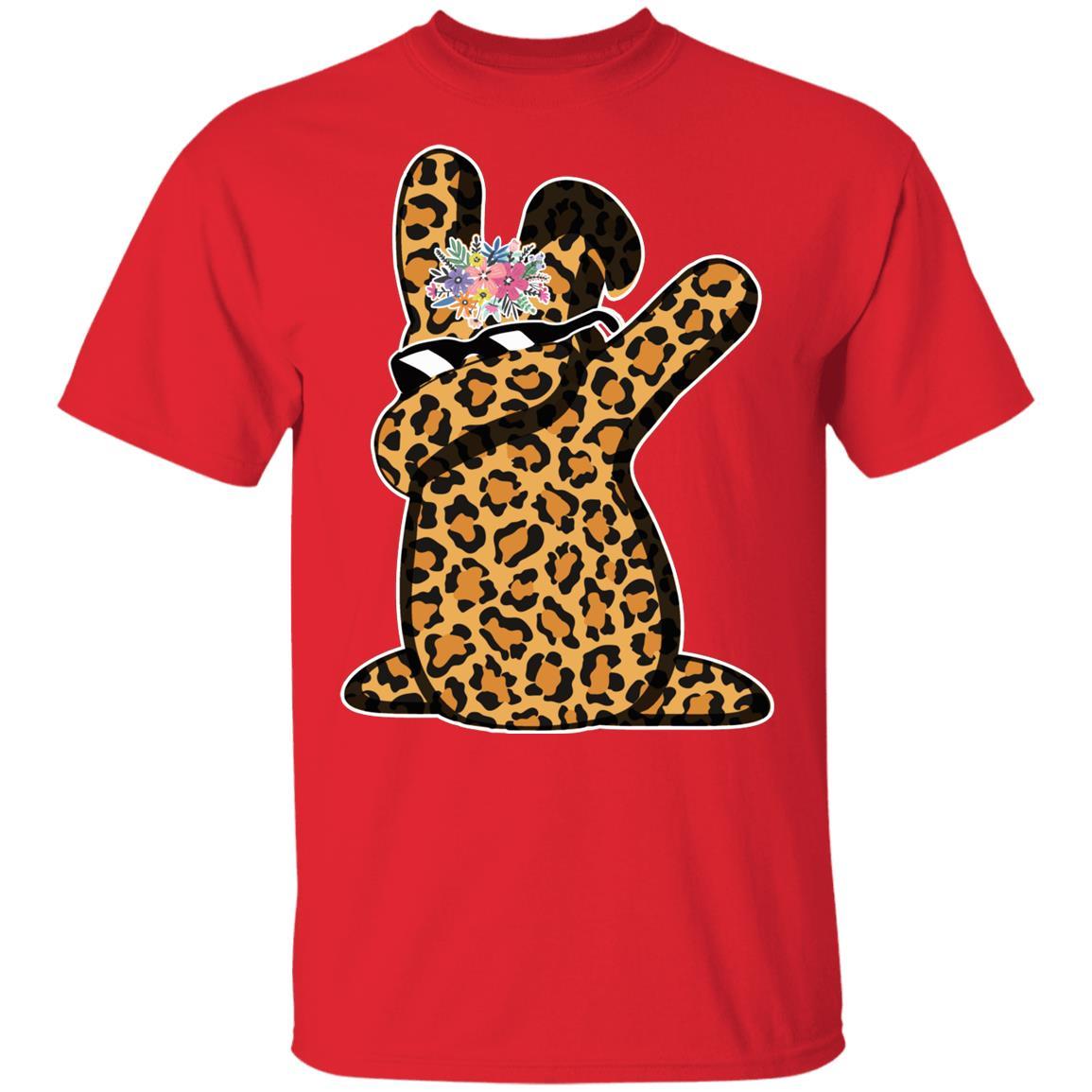 Funny Easter Gift For Her Teen Girls Dabbing Bunny Leopard Youth-Youth Shirt-Youth T-Shirt-Red