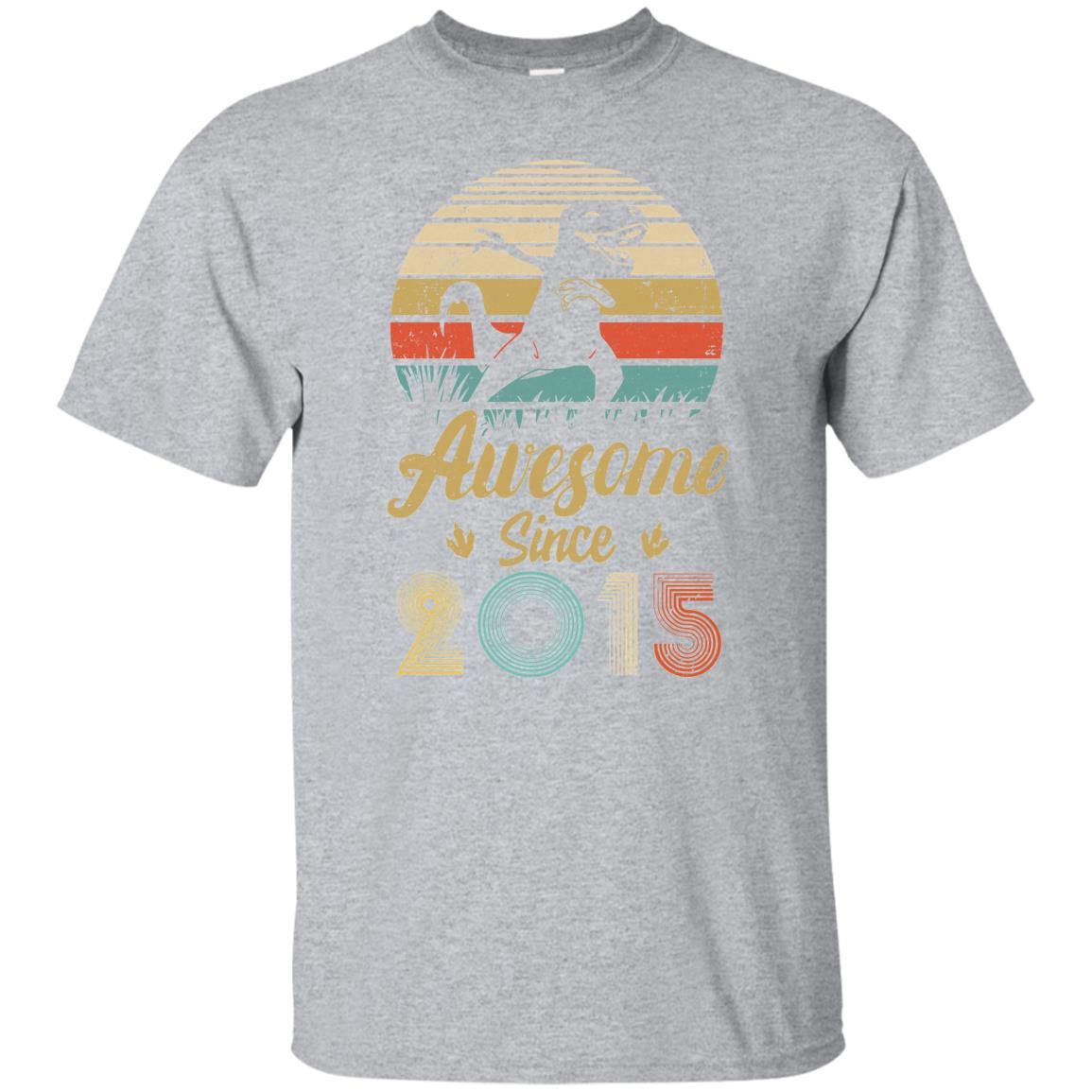 Awesome Since 2015 6th Years Old Dinosaur Birthday Gift Youth-Youth Shirt-Youth T-Shirt-Sport Grey